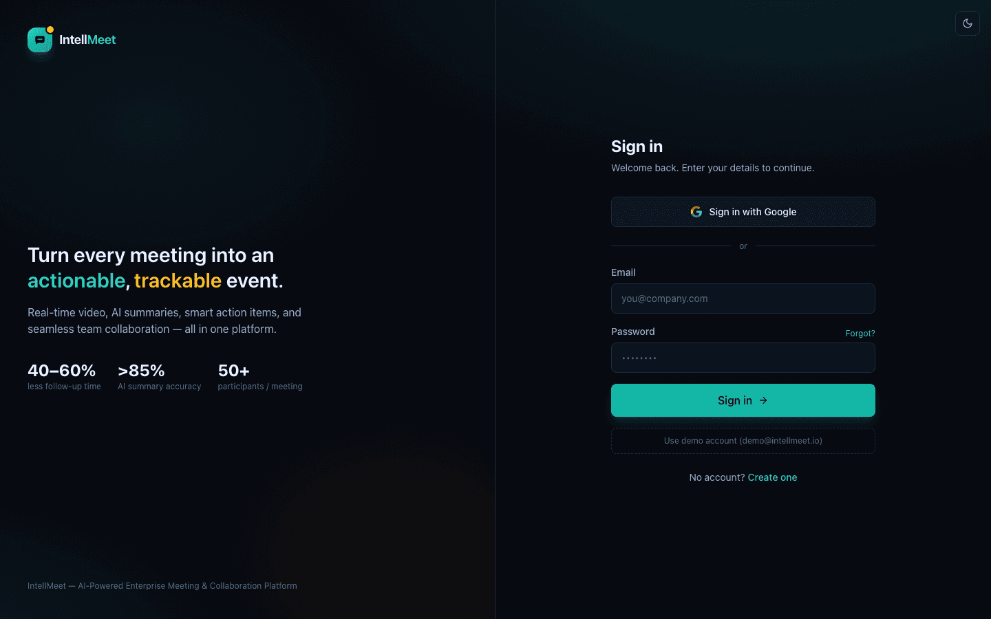 Live IntellMeet deployment screenshot